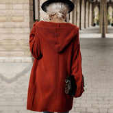 Cardigan à capuche en maille torsadée et côtes horizontales